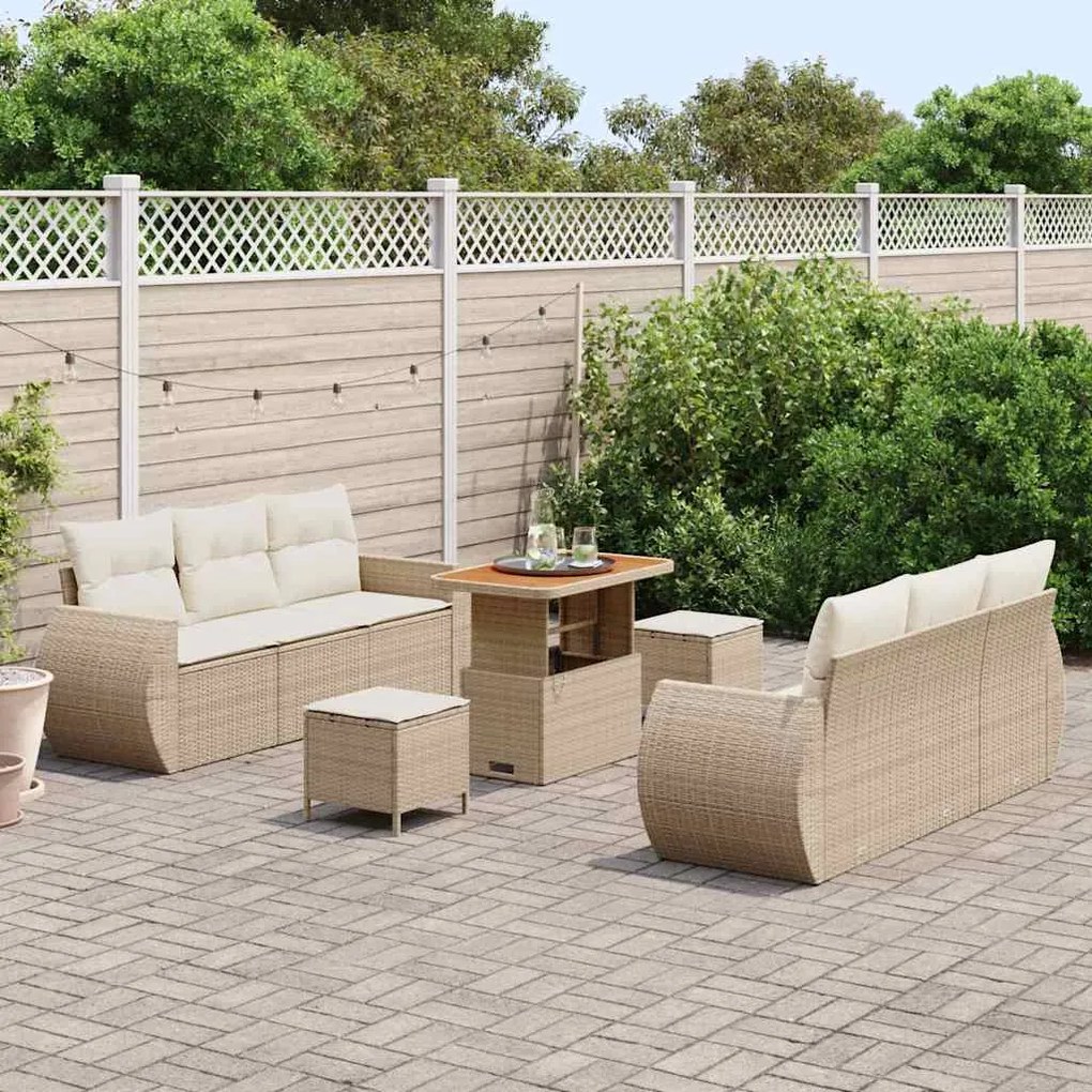 vidaXL Σετ Καναπέ Κήπου 9 pcs μπεζ και κρεμ 90 x 55 x 71 cm