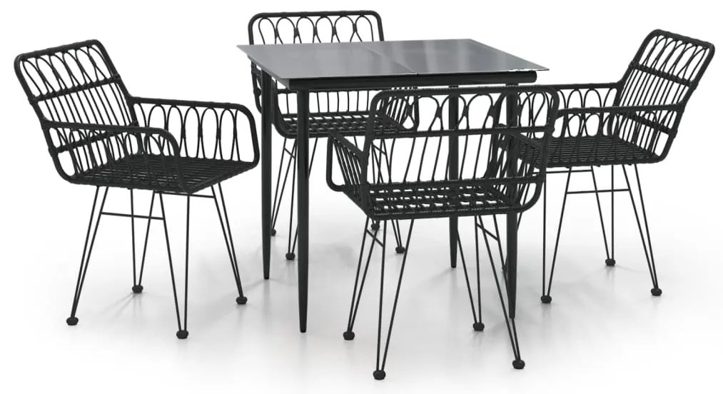 vidaXL Σετ Τραπεζαρίας Κήπου 5 Τεμαχίων Μαύρο από Συνθετικό Ρατάν