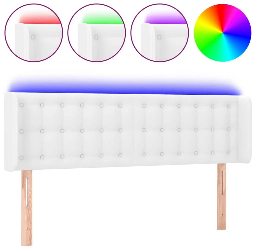 vidaXL Κεφαλάρι Κρεβατιού LED Λευκό 147x16x78/88 εκ. Συνθετ. Δέρμα