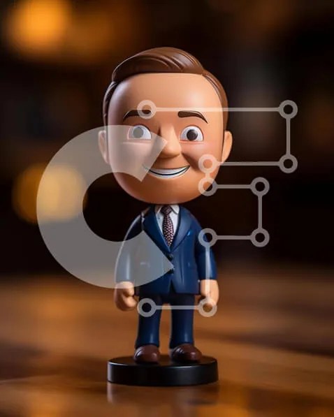 Intra Συλλεκτικό Ξύλινο Παζλ Plywood  4mm - Ειδώλιο Bobblehead σε μπλε και μαύρο ένδυμα Σε Ξύλινο Κουτί - Διαστάσεις: 10x10 cm – 25 κομμάτια