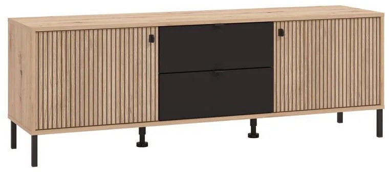 Έπιπλο τηλεόρασης Mayenne 157 3K2F2V Artisan Oak - Μαύρο Ματ 157x40x55 εκ. 157x40x55 εκ.