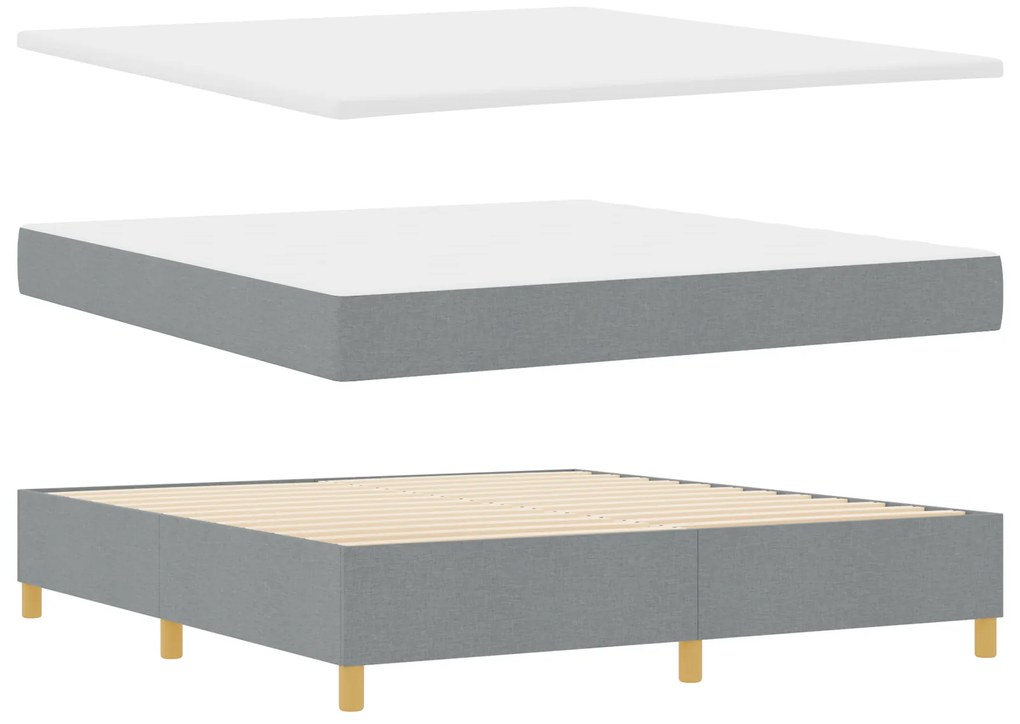 vidaXL κρεβάτι Box Spring με στρώμα γκρι φωτεινό 180x200 εκ. υφάσματος