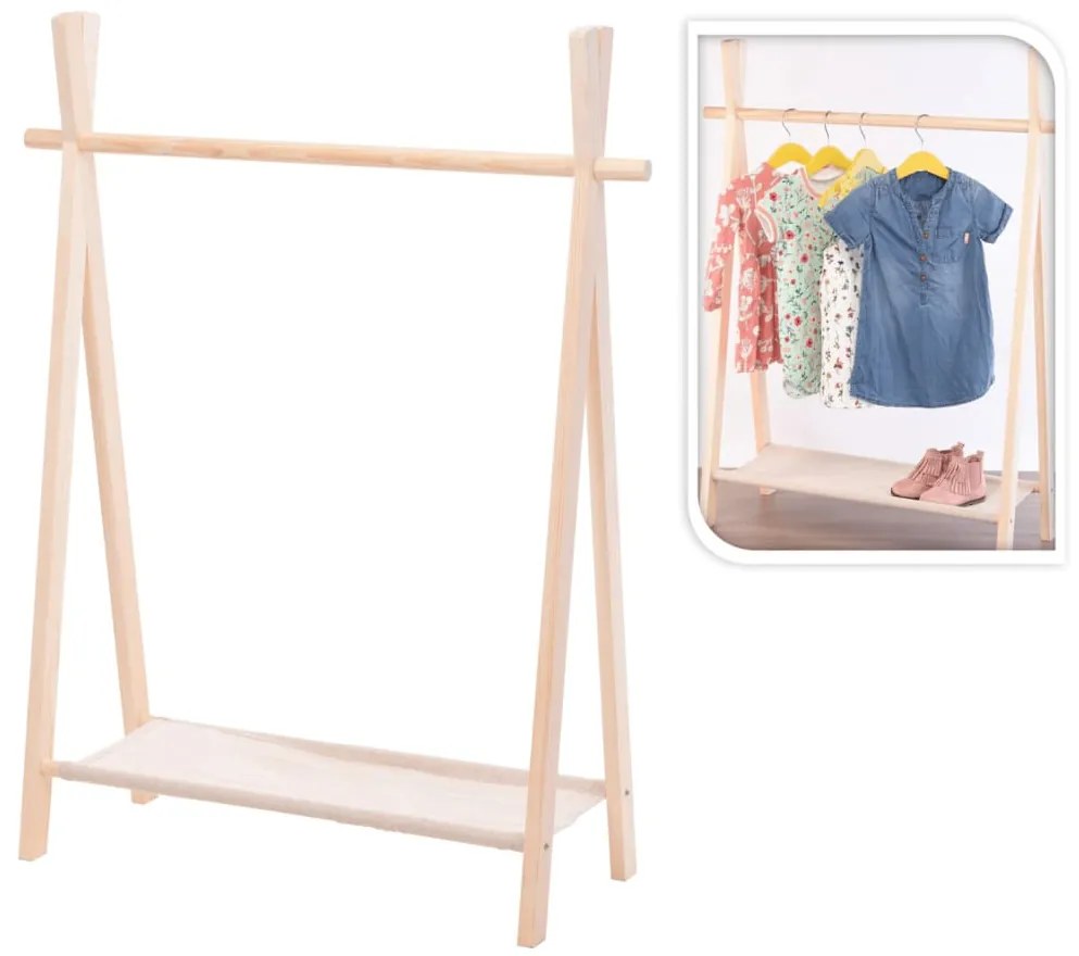 Storage solutions Παιδική Κρεμάστρα Ρούχων με 1 Ράφι από Ξύλο Πεύκου