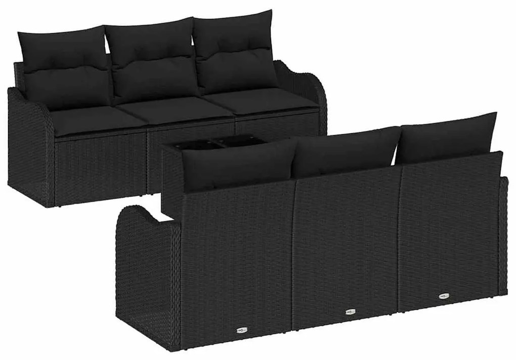 vidaXL Σετ Καναπέ Κήπου 7 pcs Μαύρο 55 x 55 x 37 εκ Πολυ ράταν