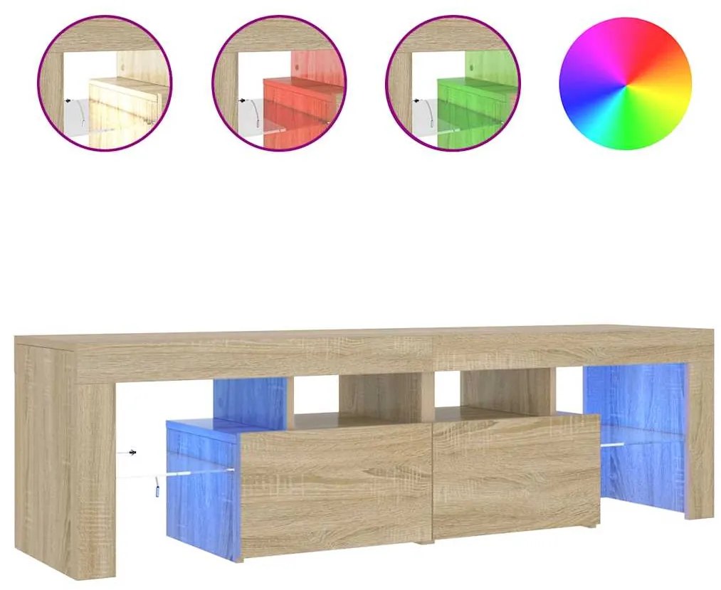 vidaXL Έπιπλο Τηλεόρασης με LED Sonoma Δρυς 140 x 36,5 x 40 εκ.