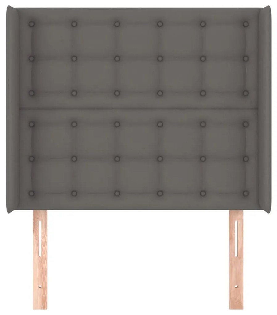 Κεφαλάρι με ΠτερύγιαΓκρι 93x16x118/128 εκ. Συνθετικό Δέρμα - Γκρι