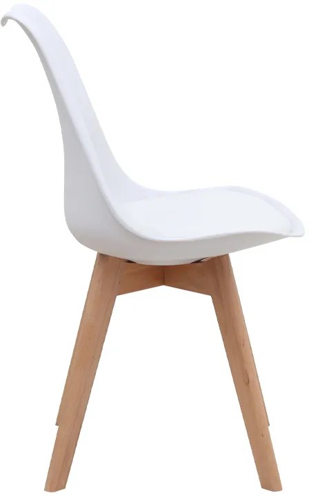 Καρέκλα τραπεζαρίας Viva Megapap PP - PU λευκό - ξύλινο φυσικό πόδι 48,5x54x80εκ.