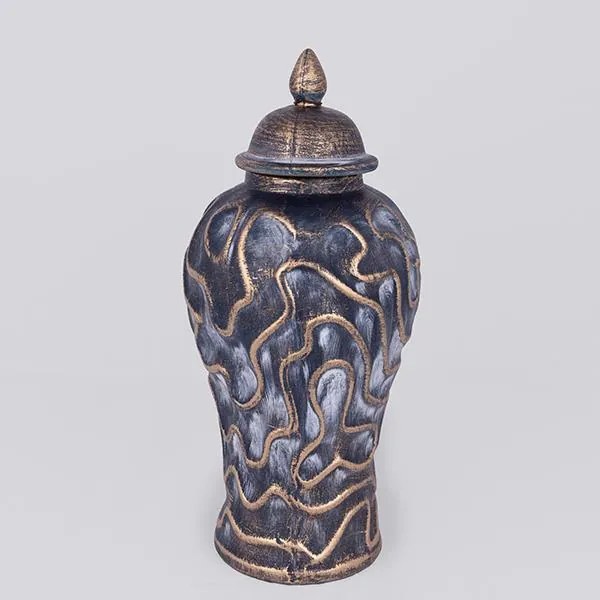 ΒΑΖΟ ΚΕΡΑΜΙΚΟ ΧΡΥΣΟ - ΓΚΡΙ 17.5x17.5x38.5cm