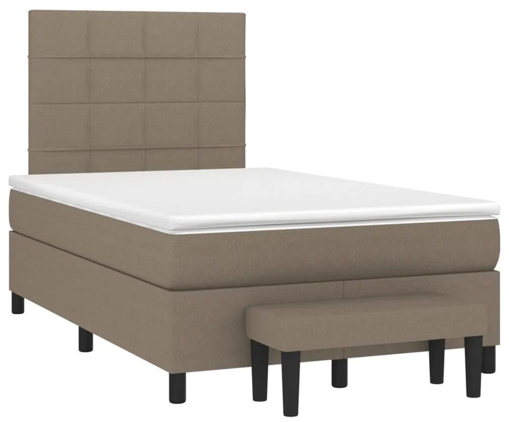 Κρεβάτι Boxspring με Στρώμα Taupe 120x190 εκ. Υφασμάτινο - Μπεζ-Γκρι