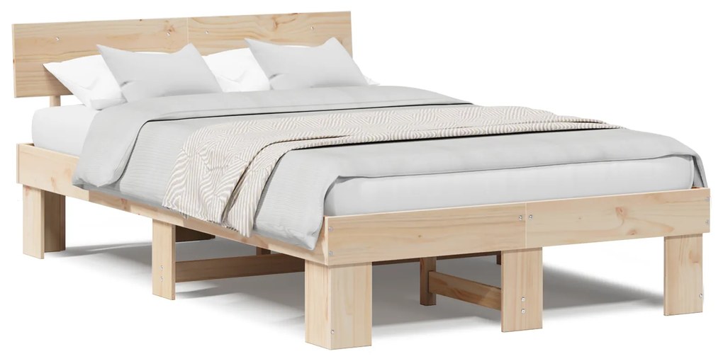 vidaXL Σκελετός Κρεβατιού Καφέ 140 x 190 cm Συμπαγές ξύλο πεύκου