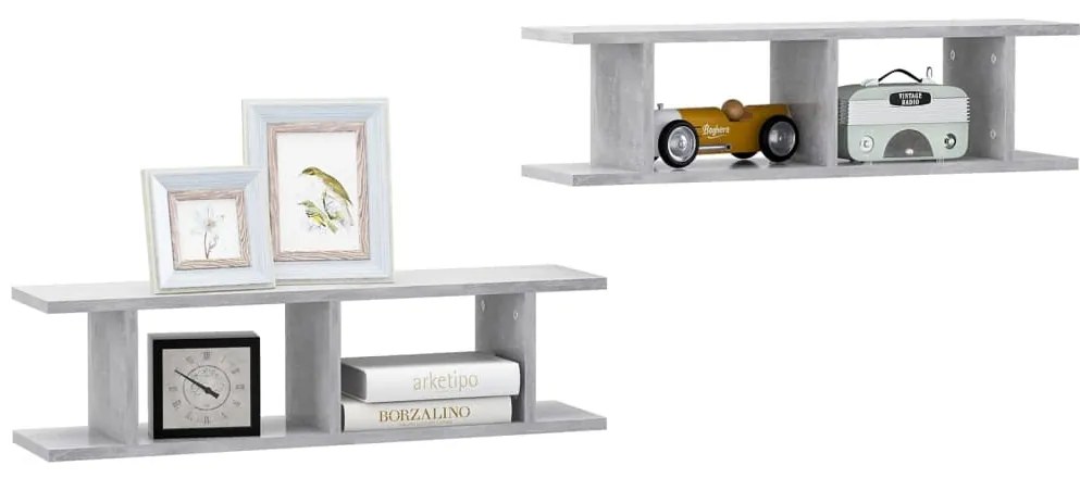 vidaXL Ραφιέρες Τοίχου 2 τεμ. Γκρι Σκυρ. 75x18x20 εκ. Επεξεργ. Ξύλο