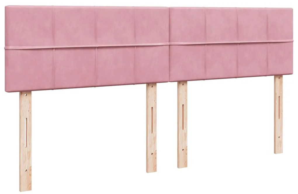 vidaXL Κρεβάτι Boxspring με Στρώμα Ροζ 200x200 εκ. Βελούδινο