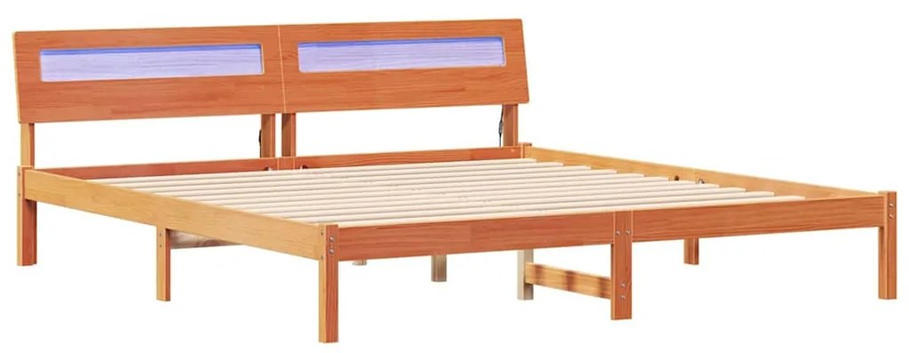 vidaXL Σκελετός Κρεβατιού με κεφαλάρι Καφέ 200 x 200 cm Μασίφ ξύλο