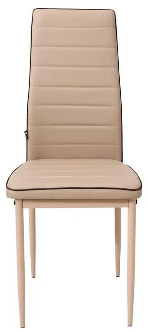 Καρέκλα C-001 Δερματίνη Μπέζ με Καφέ Ρίγα 42x43x97 εκ. 6αδα 42x43x97 εκ.