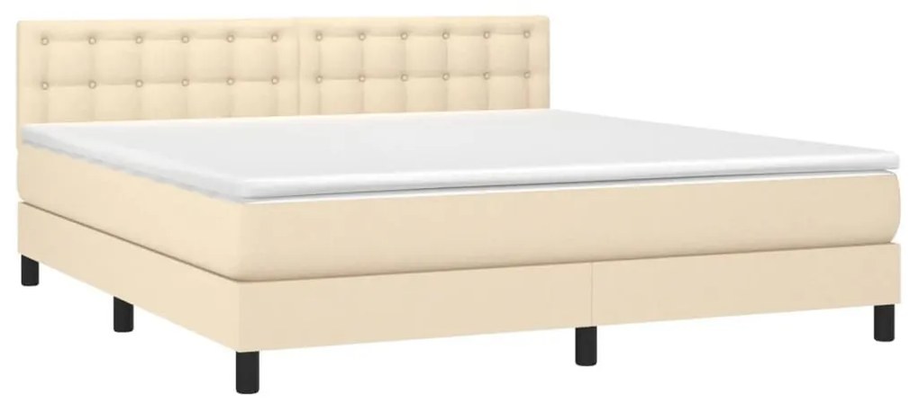 Κρεβάτι Boxspring με Στρώμα Κρεμ 160x200 εκ. Υφασμάτινο - Κρεμ