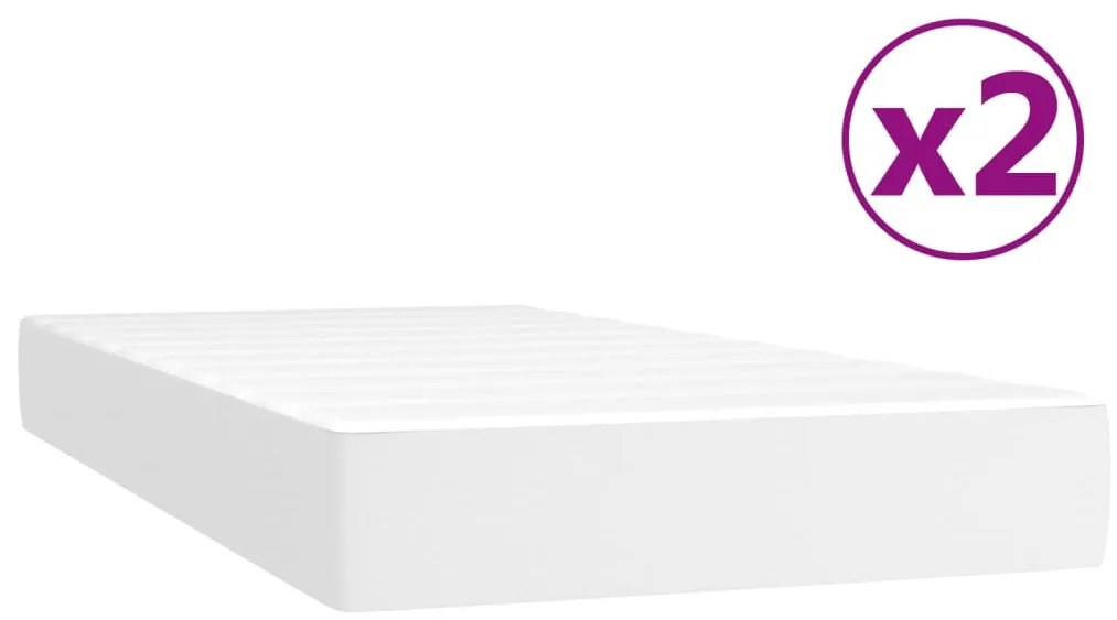 vidaXL Κρεβάτι Boxspring με Στρώμα Λευκό 200x200 εκ. Συνθετικό Δέρμα