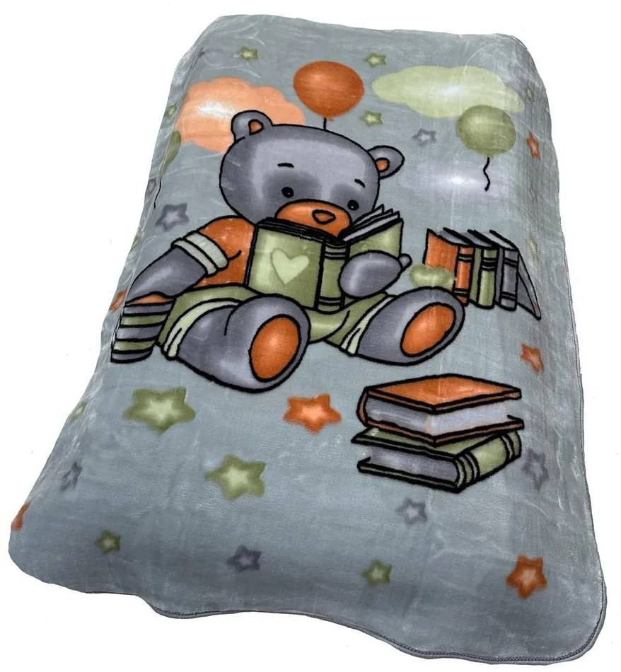 ΚΟΥΒΕΡΤΑ ΒΕΛΟΥΤΕ ΠΟΛΥΤΕΛΕΙΑΣ bebe Studying Bear 38 110X140 Light Grey 100% Polyester - DIMcol