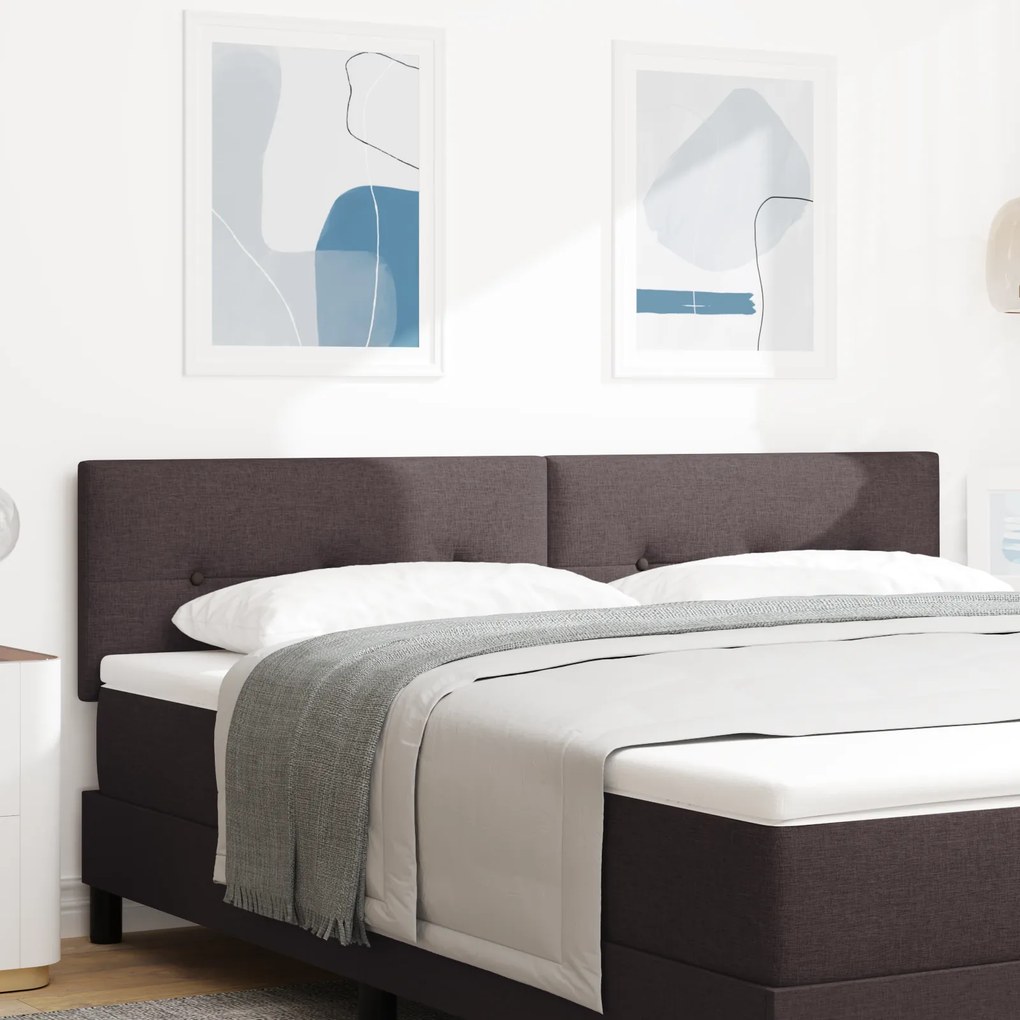 vidaXL LED Κεφαλάρι με Κουμπιά Σαλονιού Καφέ 90 εκ Υφασμάτινο