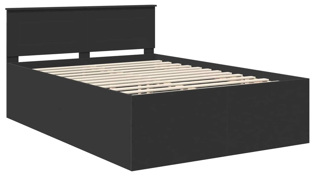 vidaXL Σκελετός Κρεβατιού Μαύρο 140 x 190 cm Επεξεργασμένο ξύλο