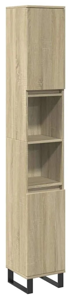 vidaXL Ντουλάπι Μπάνιου Sonoma Δρυς 30x30x190 εκ. Επεξεργασμένο Ξύλο