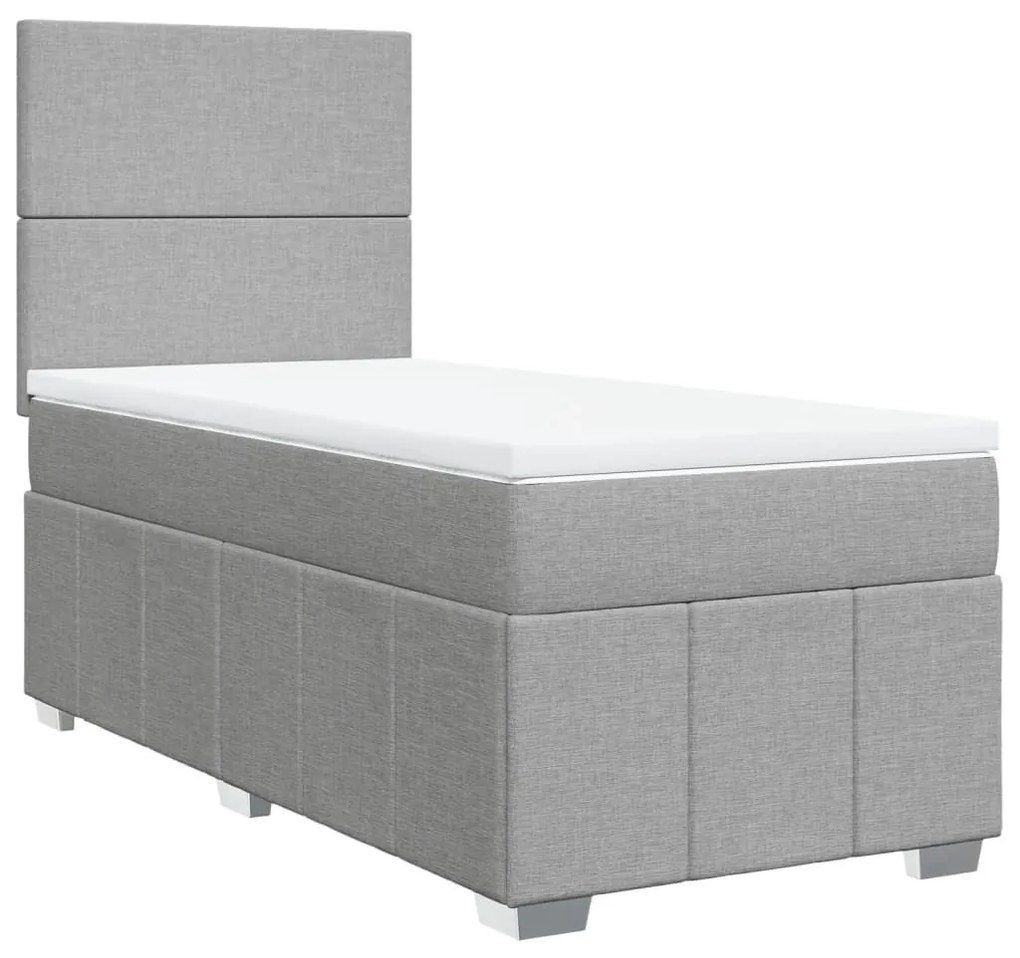 Κρεβάτι Boxspring με Στρώμα Ανοιχτό Γκρι 80x200 εκ. Υφασμάτινο - Γκρι