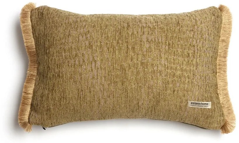 Μαξιλαροθήκη Διακοσμητική Ismaros Trimming Olive-Beige Aslanis Home 30X50 Βαμβάκι-Chenille