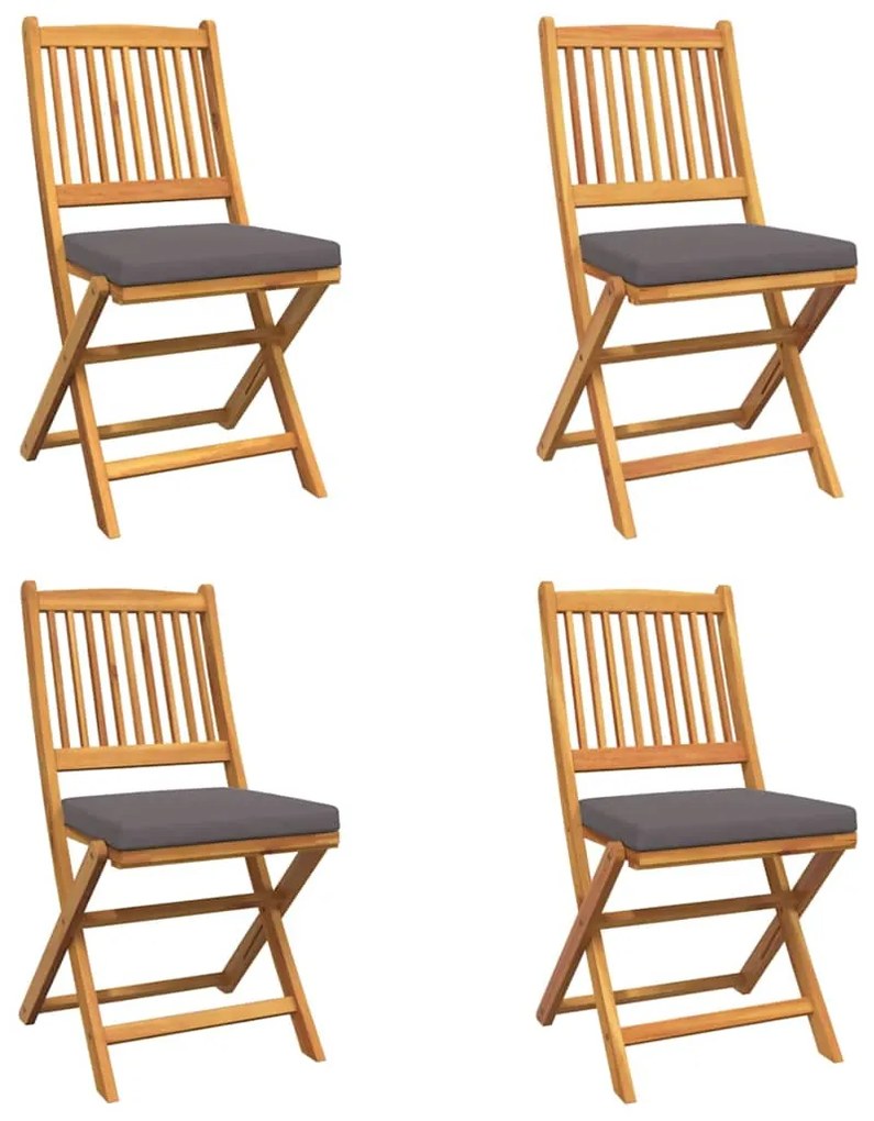 vidaXL Πτυσσόμενη Καρέκλα με μαξιλάρι 4 pcs Γκρι 49 x 57.5 x 92εκ