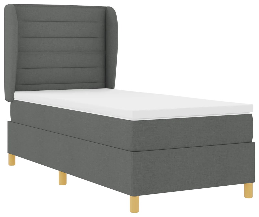 vidaXL Κρεβάτι Box Spring με Στρώμα Σκούρο Γκρι 100x200 εκ. Ύφασμα