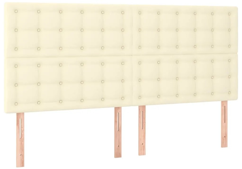 vidaXL Κρεβάτι Boxspring με Στρώμα Κρεμ 200x200 εκ. Συνθετικό Δέρμα