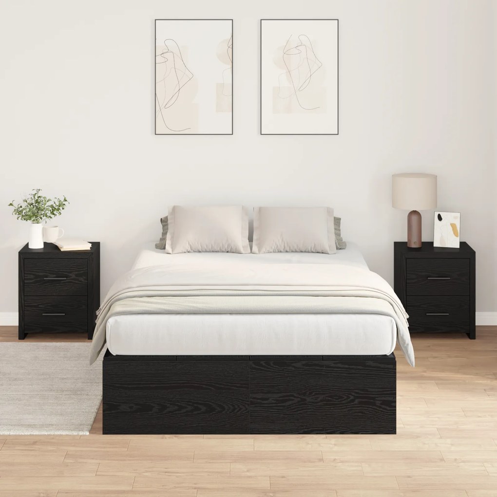 vidaXL Κρεβάτι αποθήκευσης  μαύρο δρύινο 120x190 cm