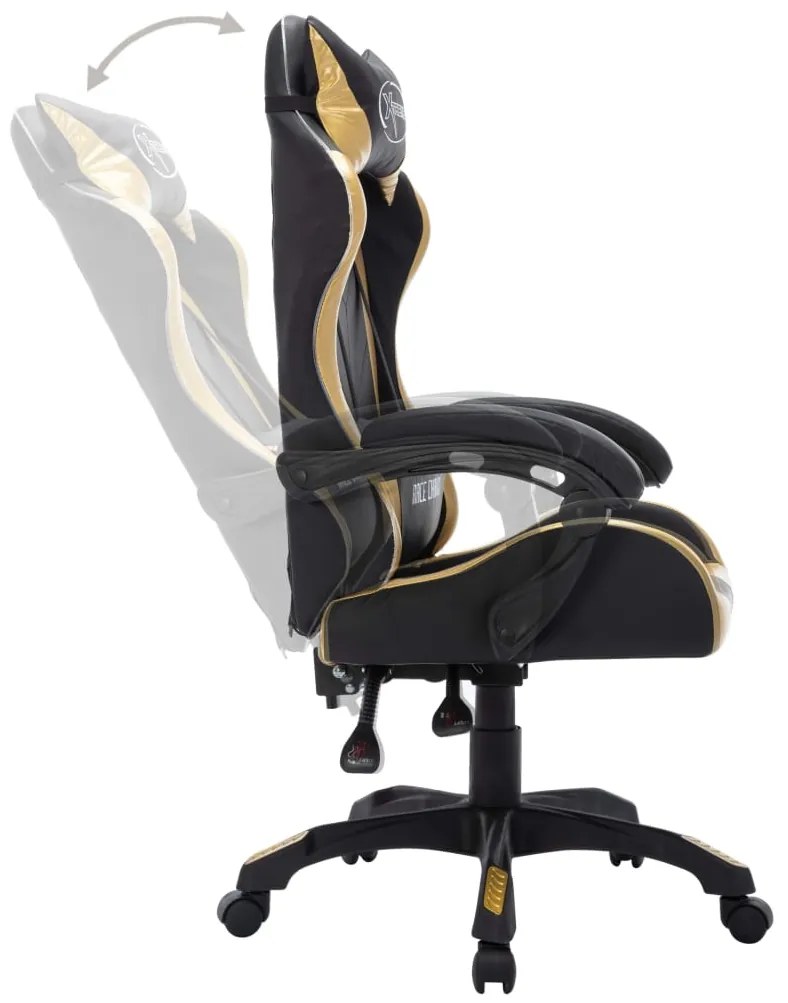 vidaXL Καρέκλα Racing με Φωτισμό RGB LED Χρυσό/Μαύρο Συνθετικό Δέρμα