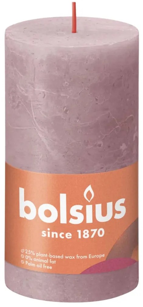 Bolsius Κεριά Κύλινδρος Ρουστίκ Shine 4 τεμ. Σταχτί Ροζ 130 x 68 χιλ.