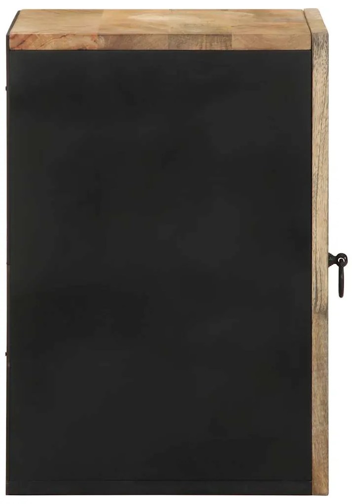 κρεμαστό ντουλάπι μπάνιου μαύρο 38x33,5x48 cm μασίφ ξύλο Mango - Μαύρο