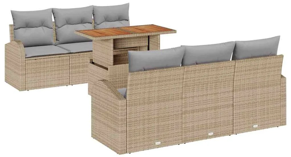 vidaXL Σετ Καναπέ Κήπου 7 pcs μπεζ και ανοιχτό γκρι 100 x 55 x 73 εκ