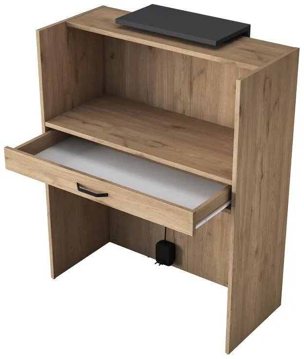 Γραφείο reception Zowel μελαμίνης φυσικό-μαύρο μαρμάρου 90x40x110εκ 90x40x110 εκ.