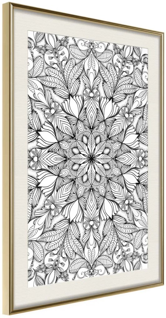 Αφίσα - Colourless Mandala - 20x30 - Χρυσό - Με πασπαρτού