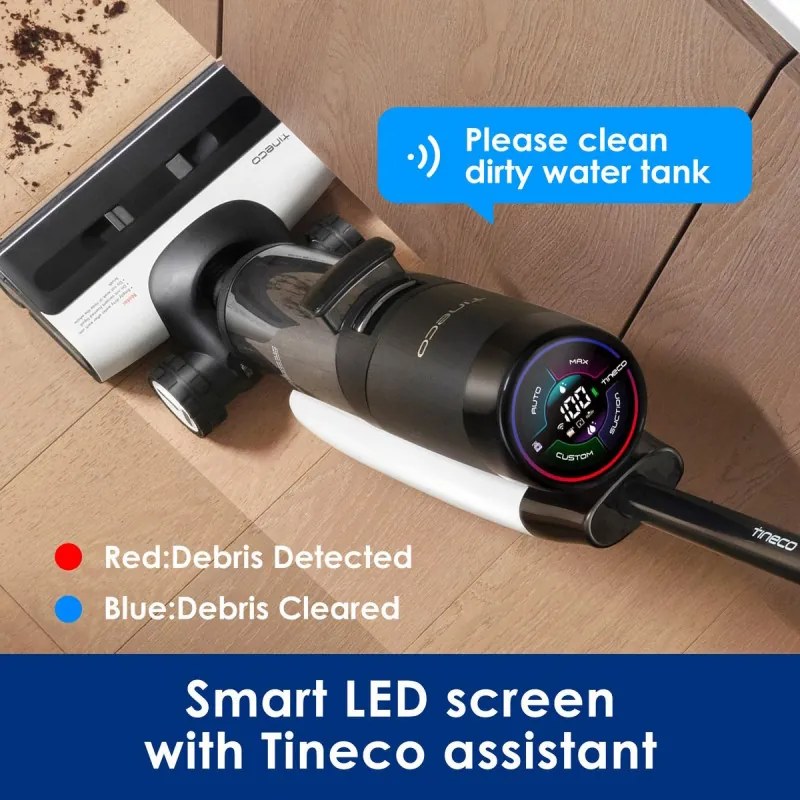 Tineco Floor One S7 Flashdry Pet ηλεκτρική σκούπα, 230W, 0.72 l βρώμικο/0.85 l καθαρό, 40 λεπτά αυτονομία, 4 λειτουργίες, σύστημα αυτοκαθαρισμού FlashDry, οθόνη LED, Μαύρο
