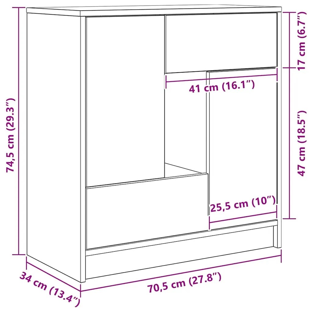 Συρταριέρα με Συρτάρια και Πόρτες 70,5x34x74,5 εκ - Καφέ