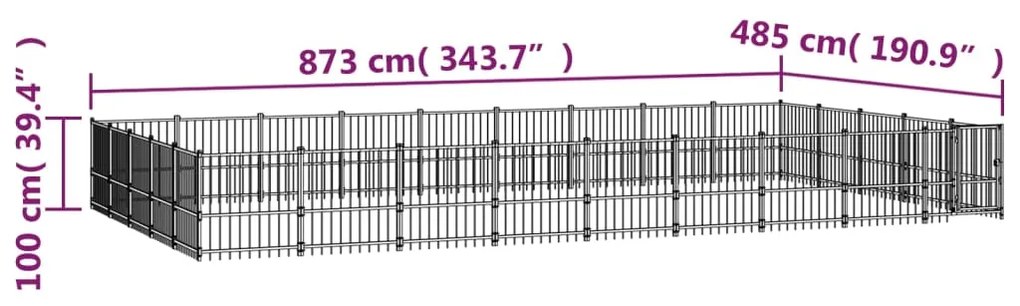 vidaXL Κλουβί Σκύλου Εξωτερικού Χώρου 42,34 μ² από Ατσάλι