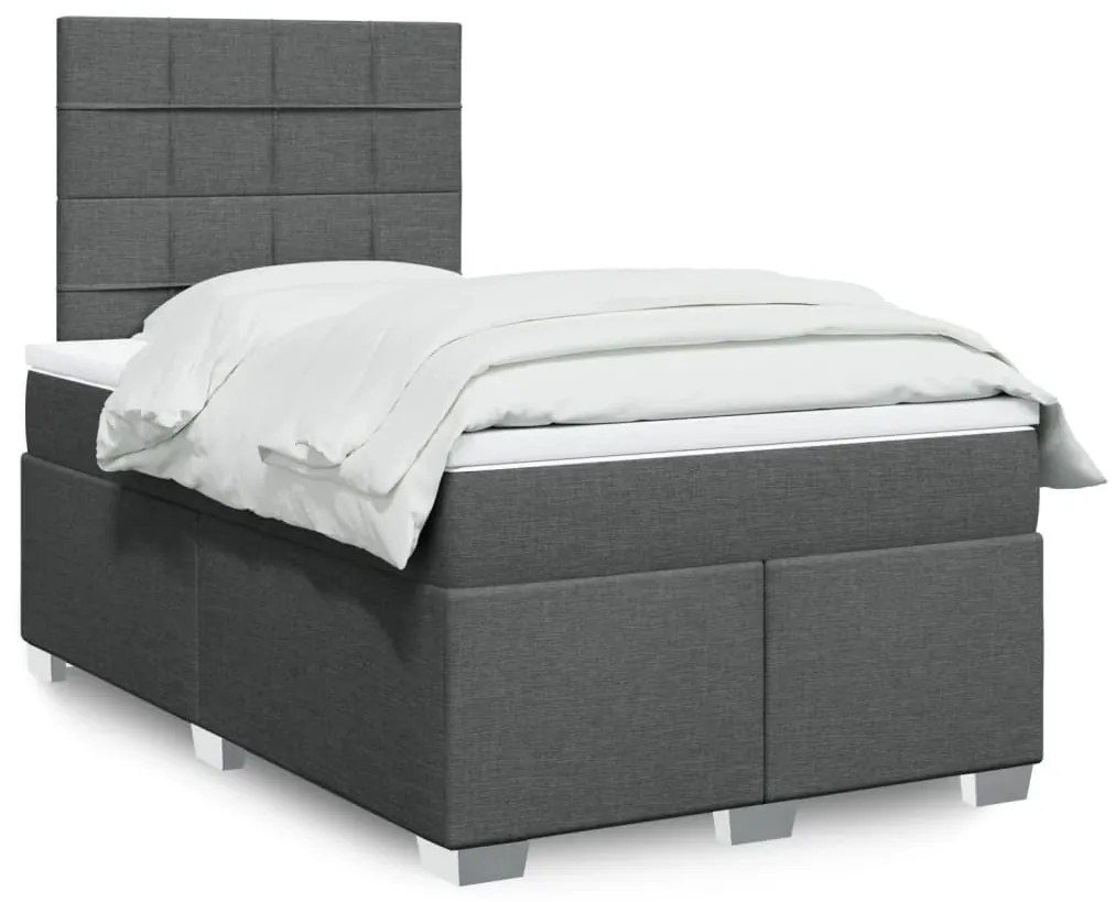 ΚΡΕΒΑΤΙ BOXSPRING ΜΕ ΣΤΡΩΜΑ ΣΚΟΥΡΟ ΓΚΡΙ 120X190 ΕΚ ΥΦΑΣΜΑΤΙΝΟ 3290428