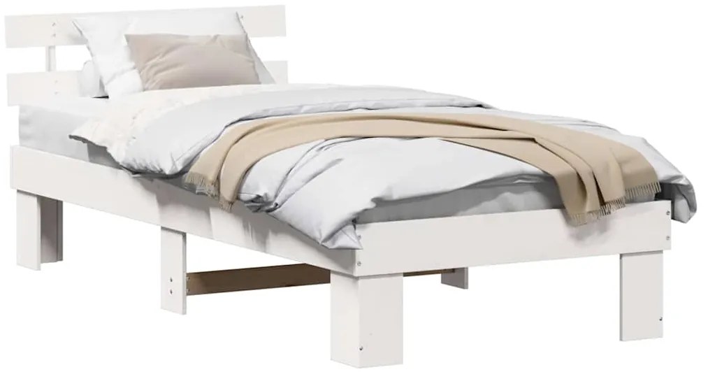 vidaXL Σκελετός Κρεβατιού Λευκό 90 x 200 cm Μασίφ ξύλο πεύκου