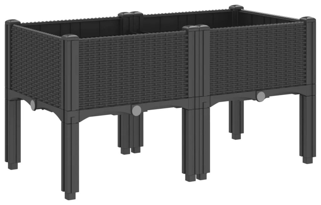 Ζαρντινιέρα Κήπου με Πόδια Μαύρη 80x40x42 εκ. Πολυπροπυλένιο - Μαύρο
