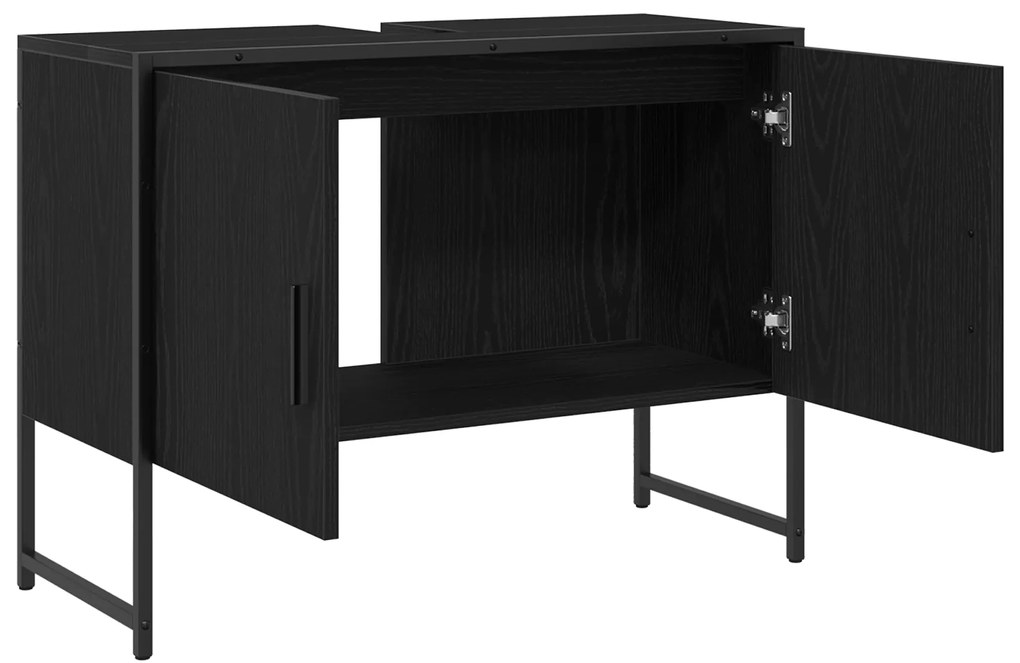 vidaXL Ντουλάπα Νιπτήρα Μπάνιου Μαύρης Δρυός 80x33x60 εκ. Μοριοσανίδες