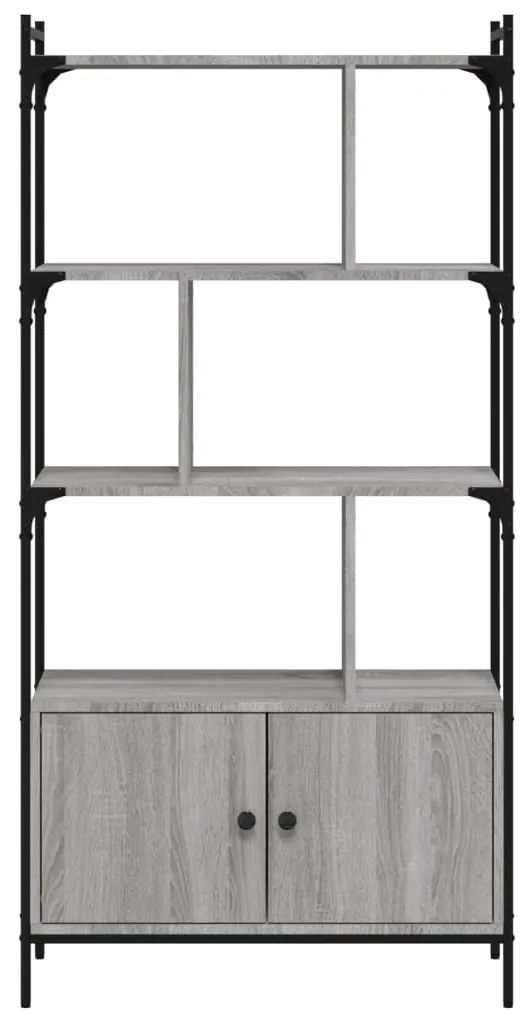 vidaXL Βιβλιοθήκη με Πόρτες Γκρι Sonoma 76,5x30x154,5 εκ. Επεξ. Ξύλο