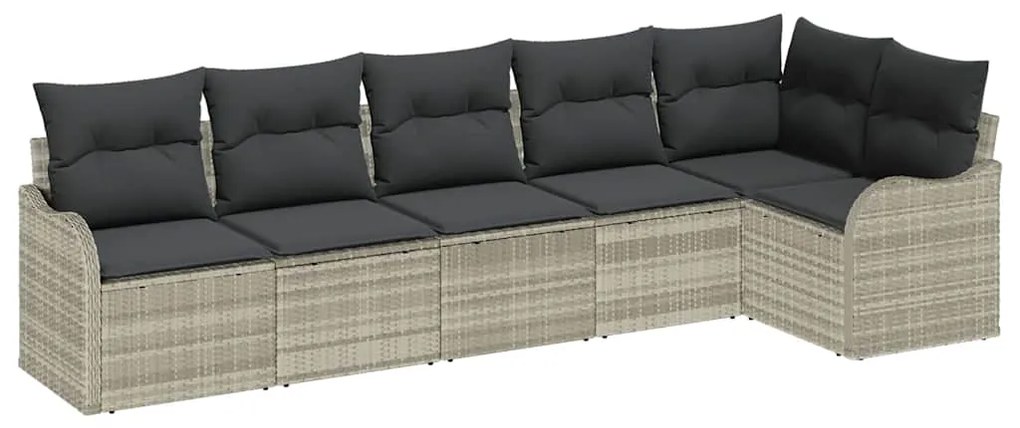 vidaXL Σετ Καναπέ Κήπου με μαξιλάρι 6 pcs Ανοιχτό γκρι Πολυ ράταν