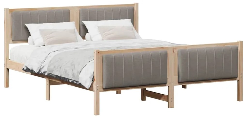 vidaXL Σκελετός Κρεβατιού με κεφαλάρι Καφέ και ταμπά 150 x 200 cm