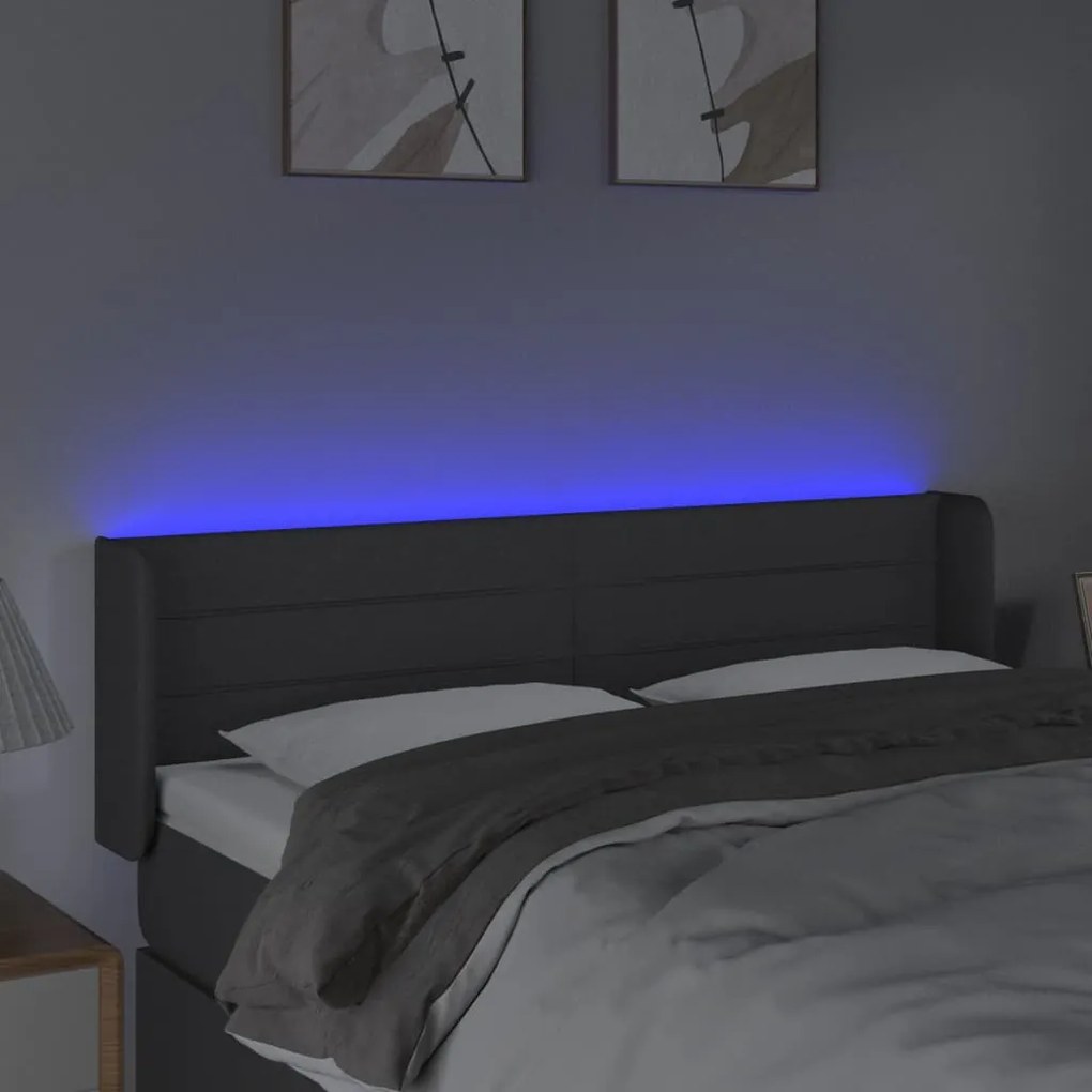 vidaXL Κεφαλάρι Κρεβατιού LED Σκούρο Γκρι 147x16x78/88 εκ. Υφασμάτινο