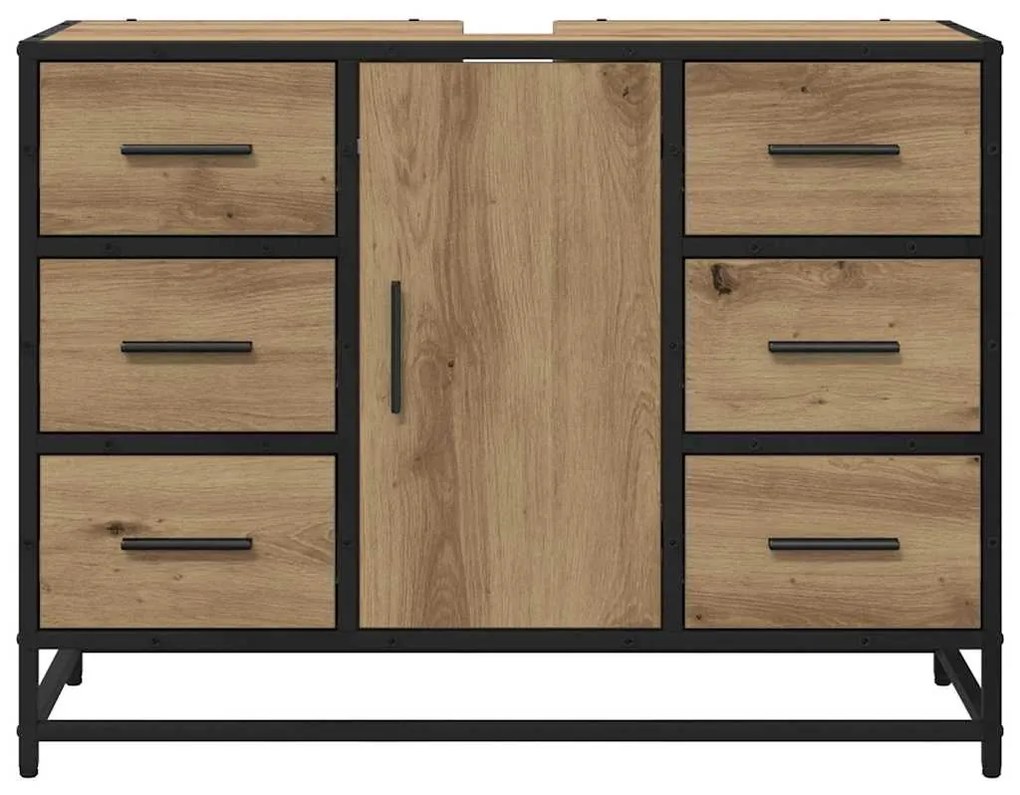 vidaXL Ντουλάπα Νιπτήρα Mπάνιου με πόρτα artisan δρυς 80 x 33 x 60 εκ