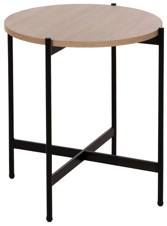 Τραπεζάκι Βοηθητικό HM9589.03 Φ50x55cm Με Μαύρη Μεταλλική Βάση Sonoma Mdf, Metal