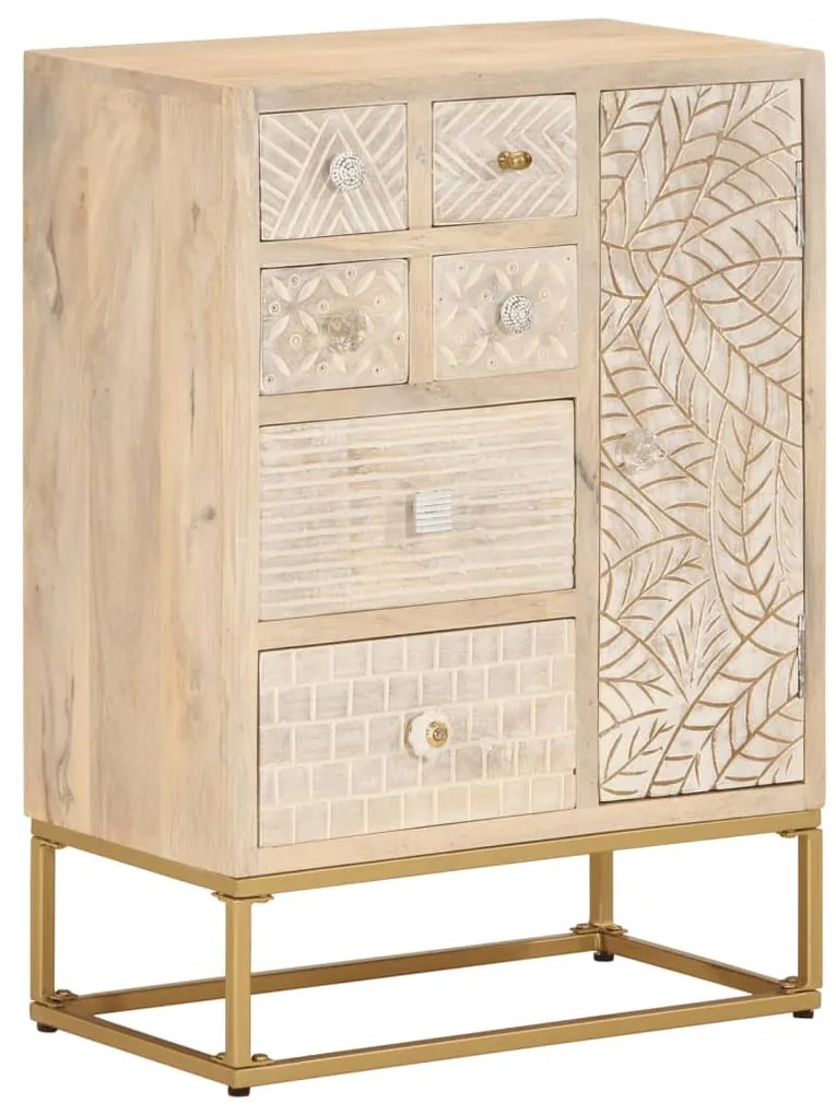 vidaXL Ντουλάπι 55 x 30 x 76 εκ. από Μασίφ Ξύλο Μάνγκο και Σίδηρο